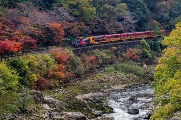 Sagano Romantic Train — One-Way Ticket on Klook. Illustrative image. The actual product, venue, or experience may differ.