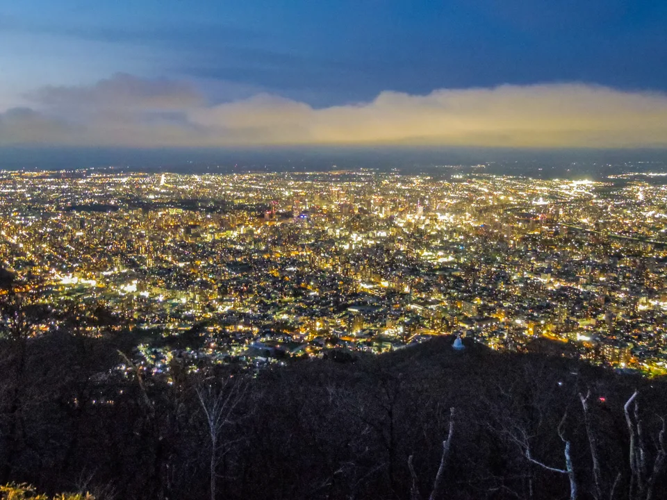 The lights of Sapporo seen from Mount Moiwa at night